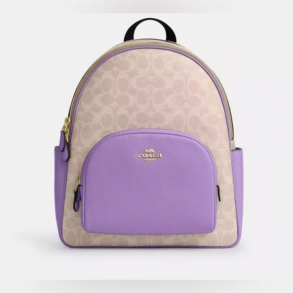 Coach Mauve and Beige Backpack Coach Beige Lilac Court Backpack & Matching Zip Around  main image 4